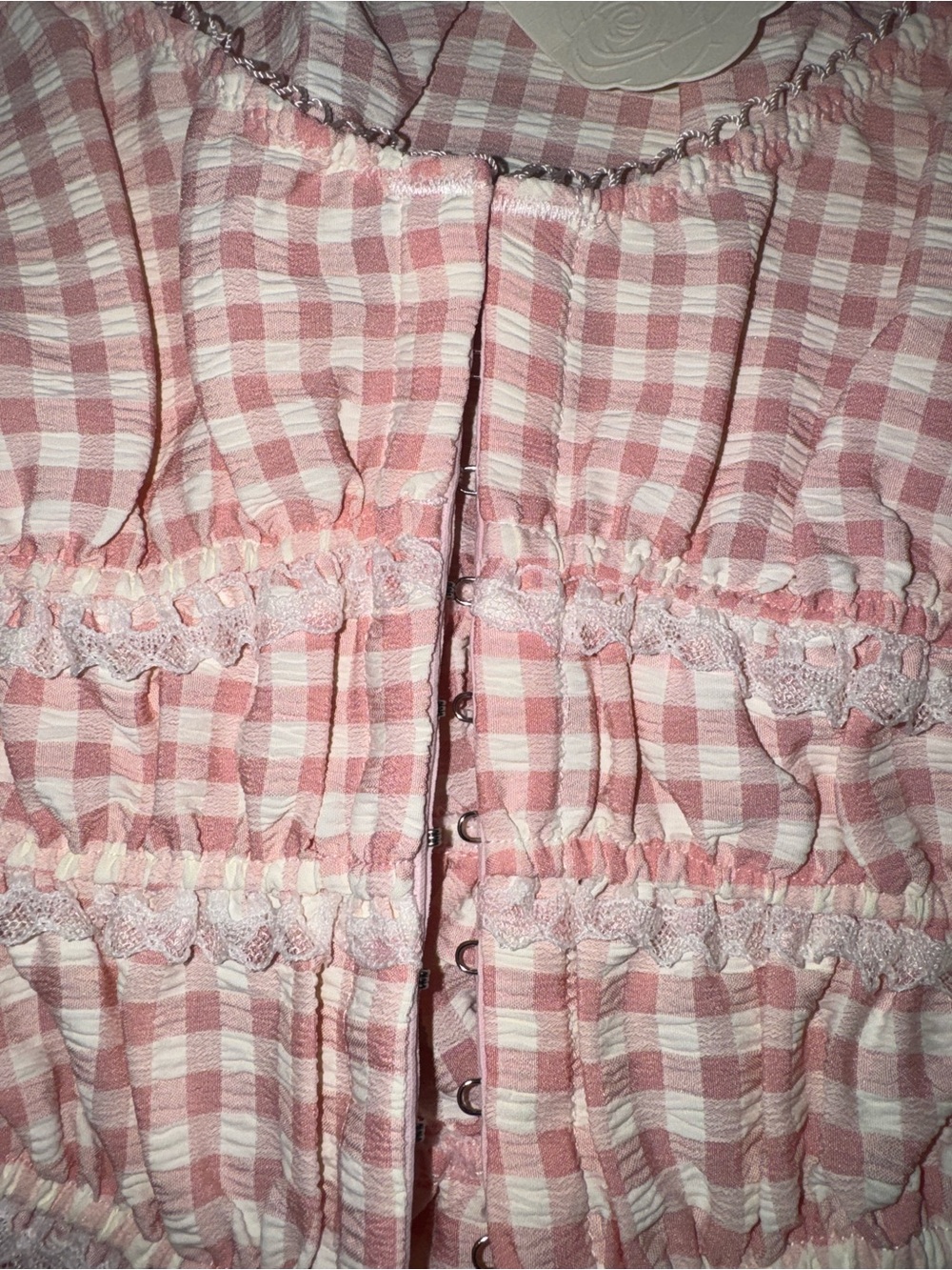 NWT For Love and Lemons Petal Pink Gingham Bustier Top - Picture 3 of 4